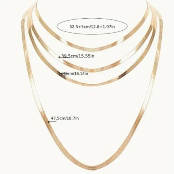 18k Gold Plated Layered Snake Chain Necklace - Picture 5 of 5